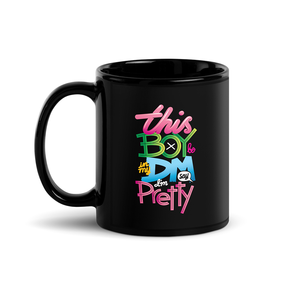 DM Pretty Black Mug Left